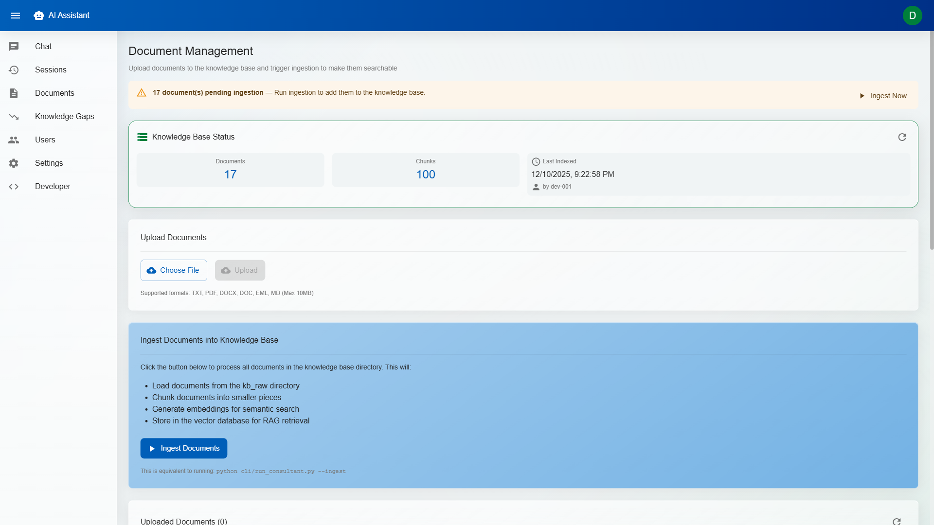 DorrianAI documents library used for knowledge ingestion