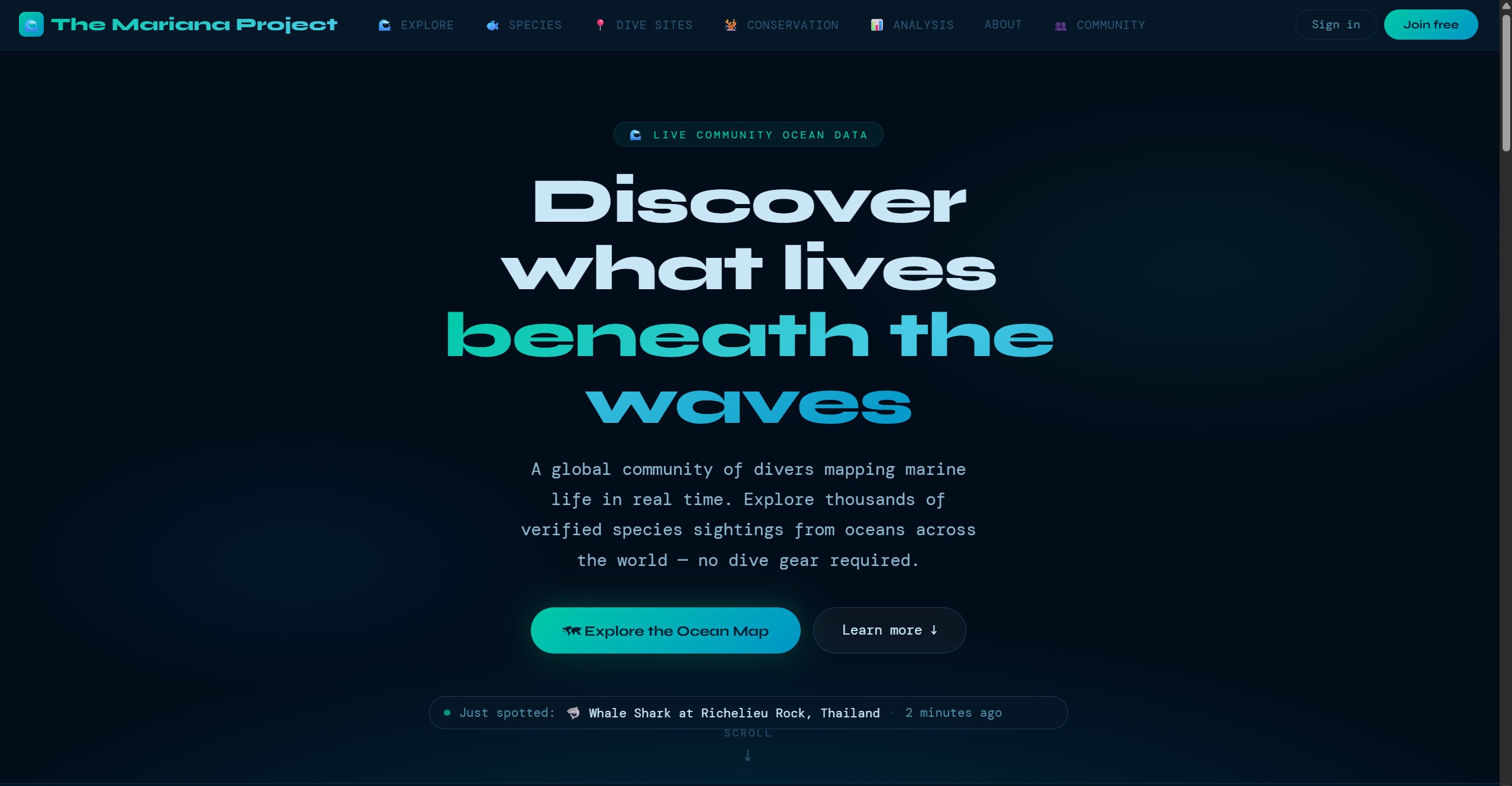 The Mariana Project homepage